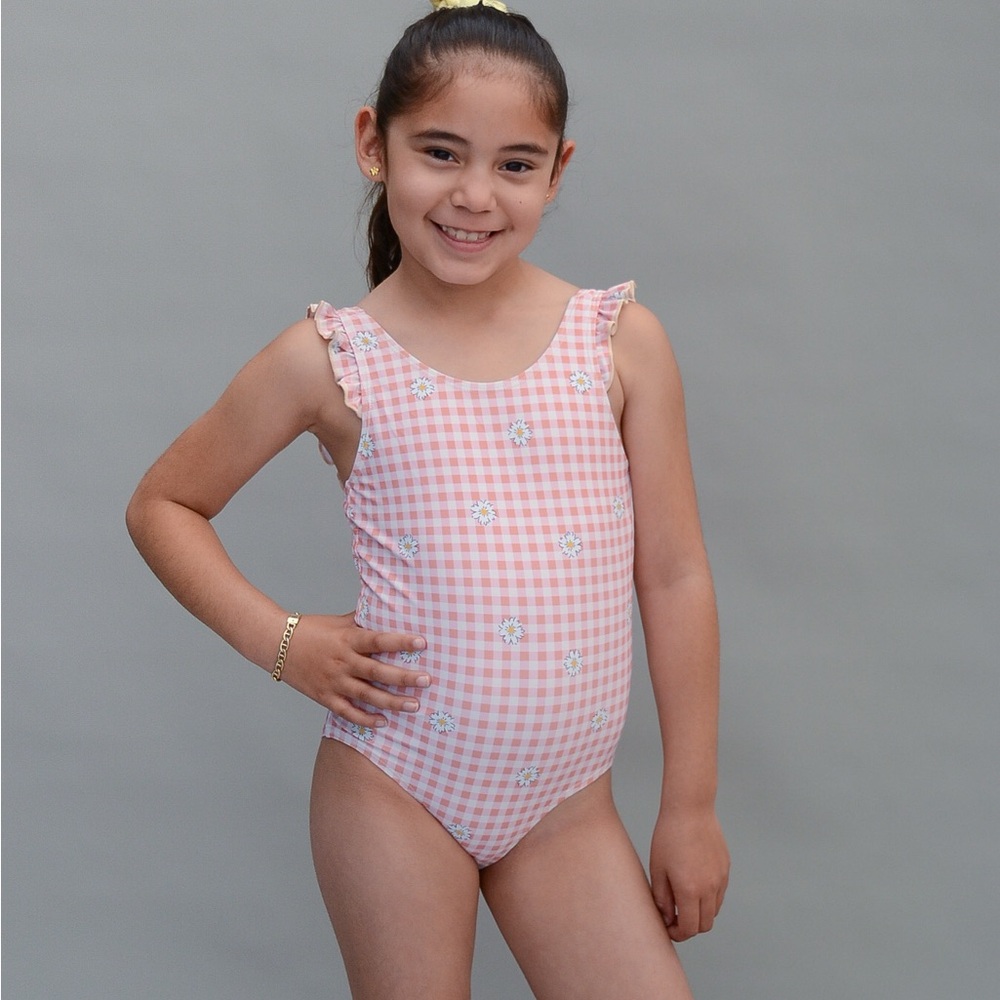 Pink Gingham Kids Swimsuit